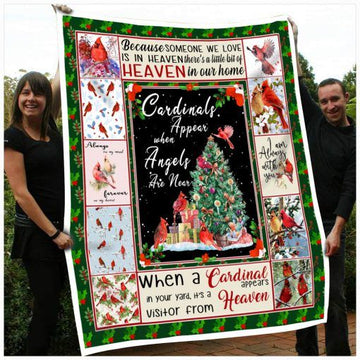 litzzy Cardinals Christmas Appear When Angels Are Near CL18110036MDF Sherpa Fleece Blanket Sherpa Fleece Blanket   