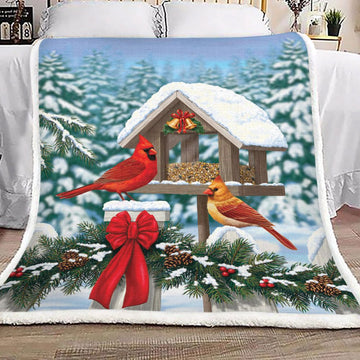 litzzy Cardinals Christmas CG1410042TT Sherpa Fleece Sherpa Fleece Blanket   