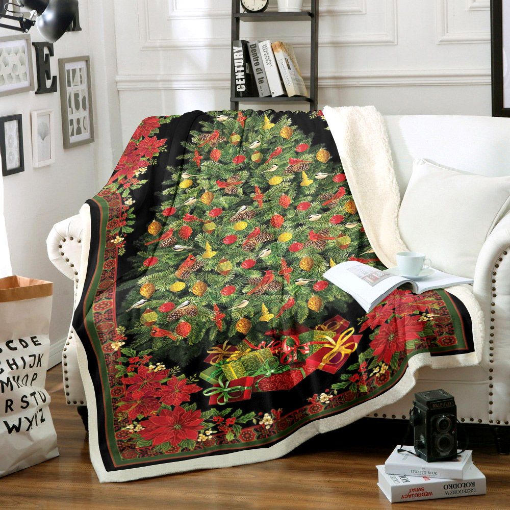 litzzy Cardinals Christmas TT0711016TT Sherpa Fleece Blanket Sherpa Fleece Blanket   