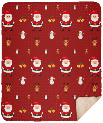 litzzy Cartoon Santa Claus Christmas CLP1612048TT Sherpa Fleece Blanket Sherpa Fleece Blanket   