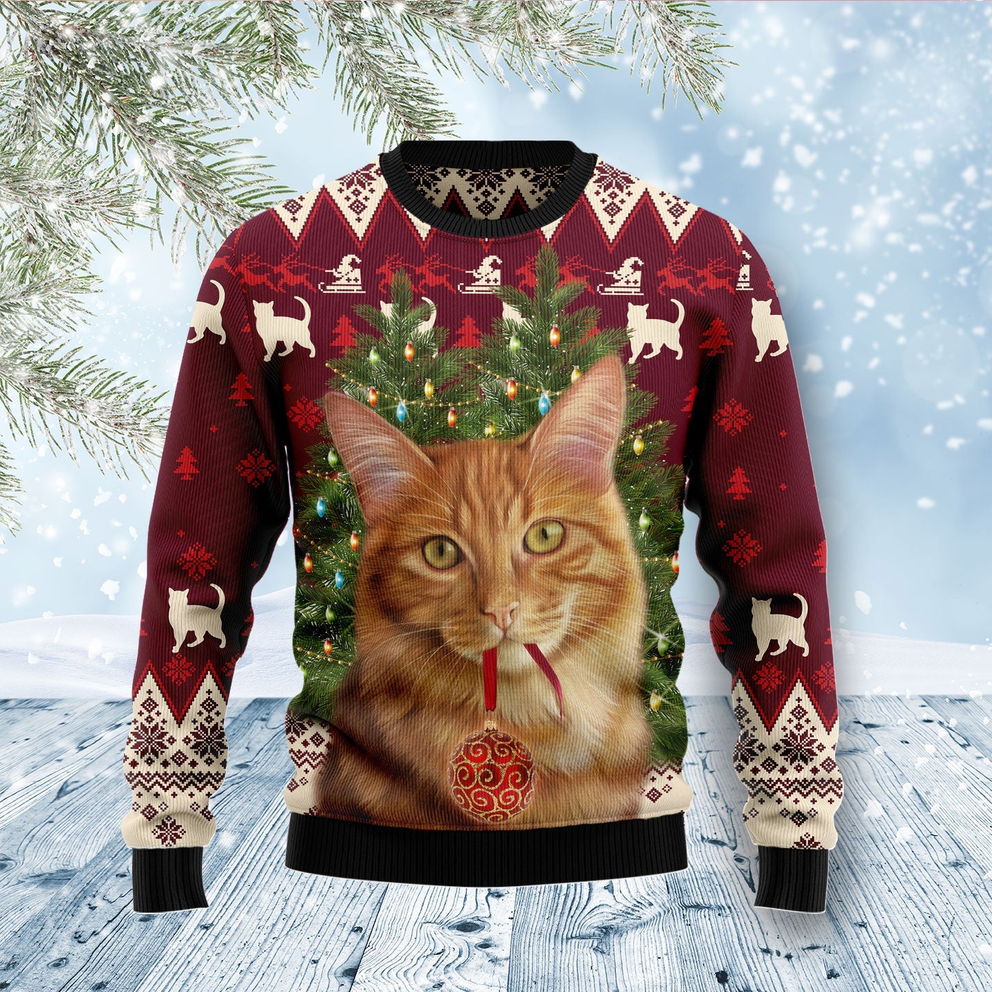 litzzy Cat Decor Pine D1011 Ugly Christmas Sweater -  Best Gift For Christmas, Noel Malalan - Christmas Signature sweater   