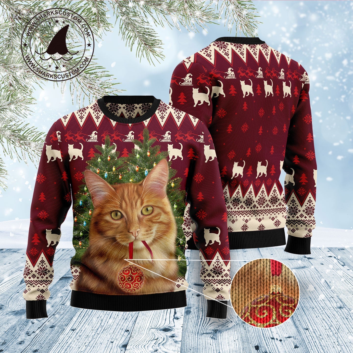 litzzy Cat Decor Pine D1011 Ugly Christmas Sweater -  Best Gift For Christmas, Noel Malalan - Christmas Signature sweater   