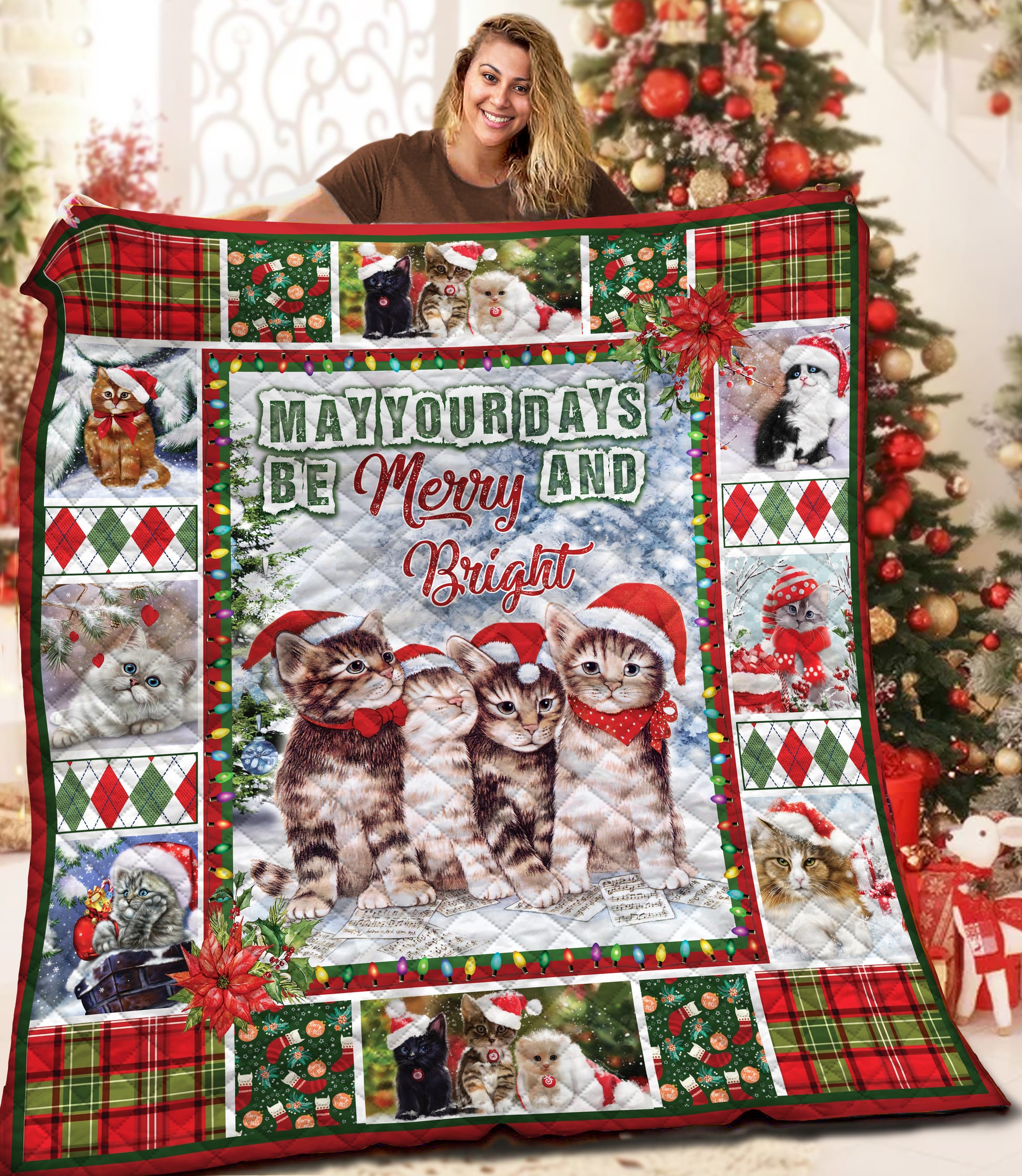 litzzy Cat Christmas AAA161034TA Fleece Blanket Quilt Blanket   