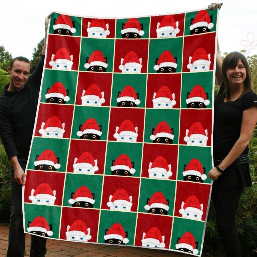 litzzy Cat Christmas AM2910522CL Sherpa Fleece Blanket Sherpa Fleece Blanket   