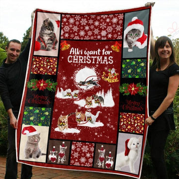 litzzy Cat Christmas AM3010433CL Sherpa Fleece Blanket Sherpa Fleece Blanket   