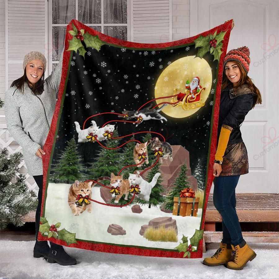 litzzy Cat Christmas AM3010533CL Sherpa Fleece Blanket Sherpa Fleece Blanket   