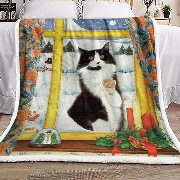litzzy Cat Christmas BL1211014F Sherpa Fleece Blanket Sherpa Fleece Blanket   