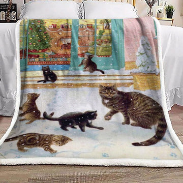 litzzy Cat Christmas BL1211015F Sherpa Fleece Blanket Sherpa Fleece Blanket   