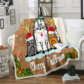litzzy Cat Christmas CL11110031MDF Sherpa Fleece Blanket Sherpa Fleece Blanket   