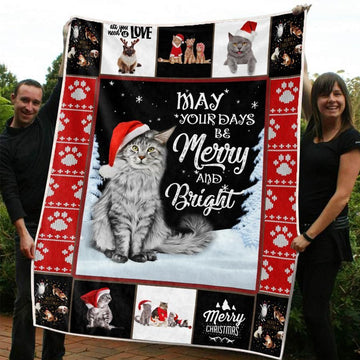 litzzy Cat Christmas CL20110371MDF Sherpa Fleece Blanket Sherpa Fleece Blanket   