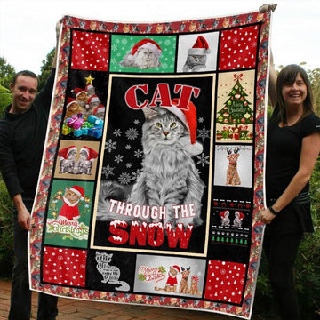 litzzy Cat Christmas CL20110373MDF Sherpa Fleece Blanket Sherpa Fleece Blanket   