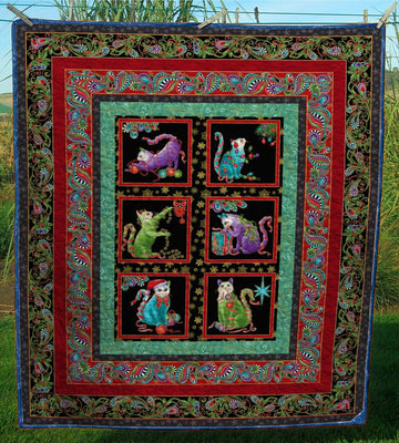 litzzy Cat Christmas CL24100046MDQ Fleece Blanket Quilt Blanket   
