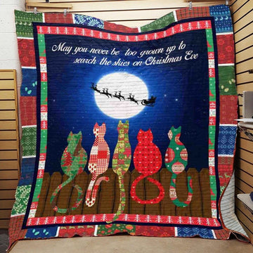 litzzy Cat Christmas CLA06120811Q Fleece Blanket Quilt Blanket   