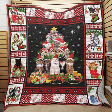 litzzy Cat Christmas CLA06120812Q Fleece Blanket Quilt Blanket   