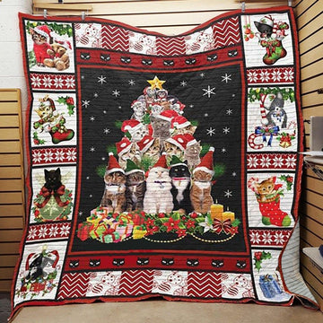 litzzy Cat Christmas CLA06120813Q Fleece Blanket Quilt Blanket   