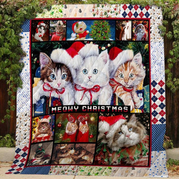 litzzy Cat Christmas CLA13120844Q Fleece Blanket Quilt Blanket   
