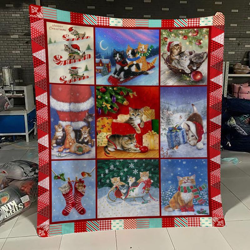 litzzy Cat Christmas CLH0212015F Sherpa Fleece Blanket Sherpa Fleece Blanket   