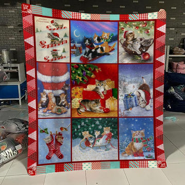 litzzy Cat Christmas CLH0212015F Sherpa Fleece Blanket Sherpa Fleece Blanket   