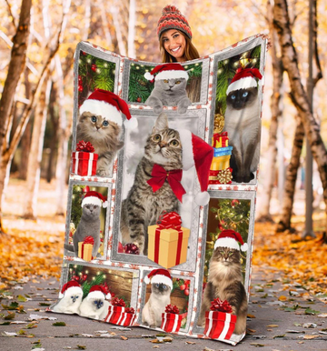 litzzy Cat Christmas DAC101101 Fleece Blanket Sherpa Fleece Blanket   
