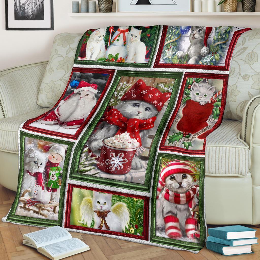 litzzy Cat Christmas DAC101105 Fleece Blanket Sherpa Fleece Blanket   
