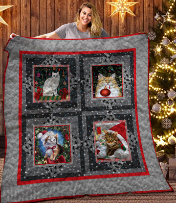litzzy Cat Christmas DTH121102HD Fleece Blanket Quilt Blanket   