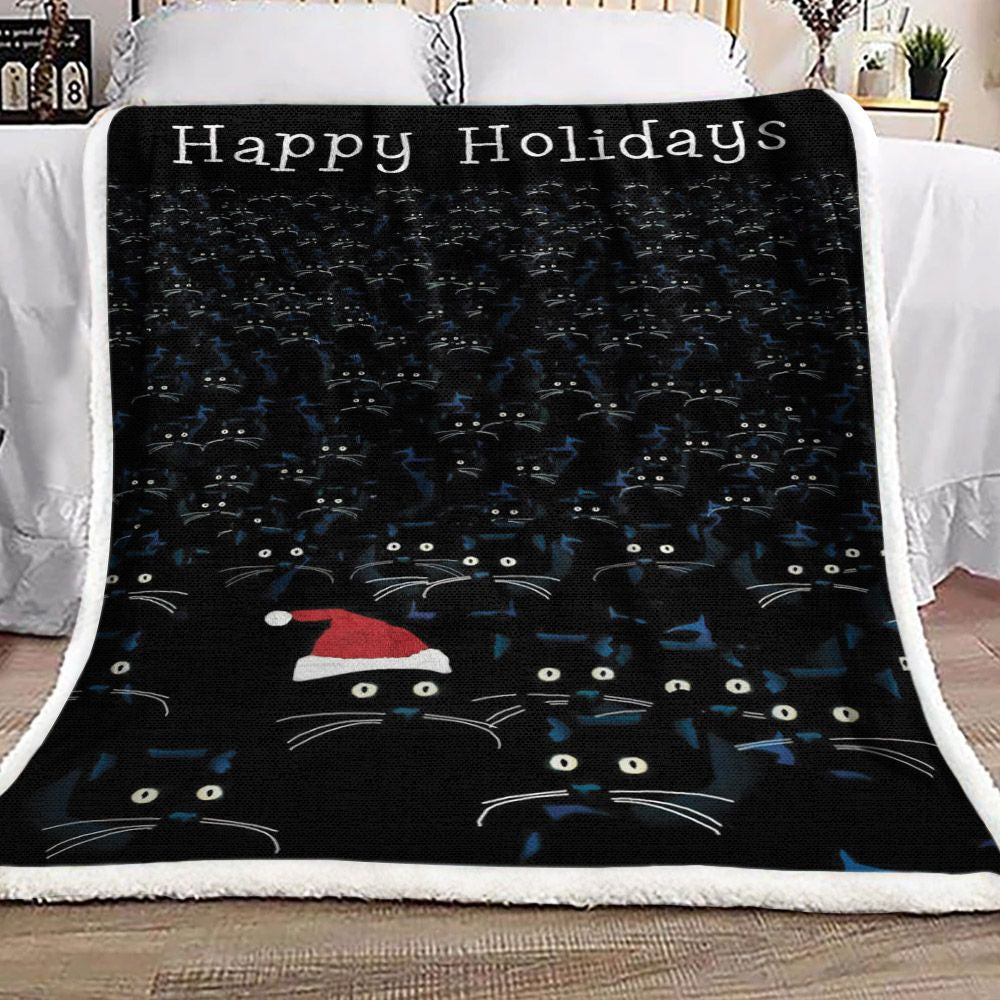 litzzy Cat Christmas DV2910034F Sherpa Fleece Blanket Sherpa Fleece Blanket   