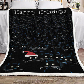 litzzy Cat Christmas DV2910034F Sherpa Fleece Blanket Sherpa Fleece Blanket   