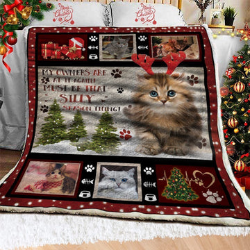 litzzy Cat Christmas Deer GS-CL-DT1501 Sherpa Fleece Blanket Sherpa Fleece Blanket   