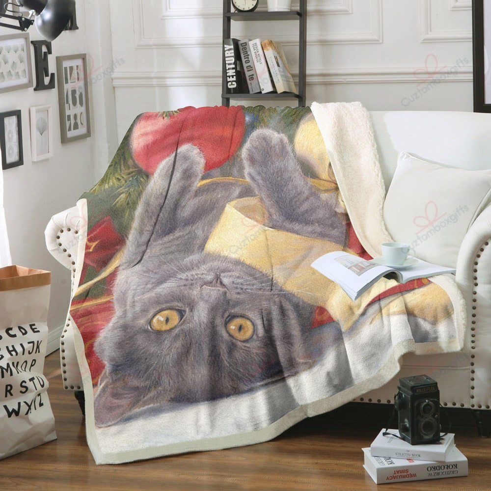 litzzy Cat Christmas GS-CL-KC1208 Sherpa Fleece Blanket Sherpa Fleece Blanket   