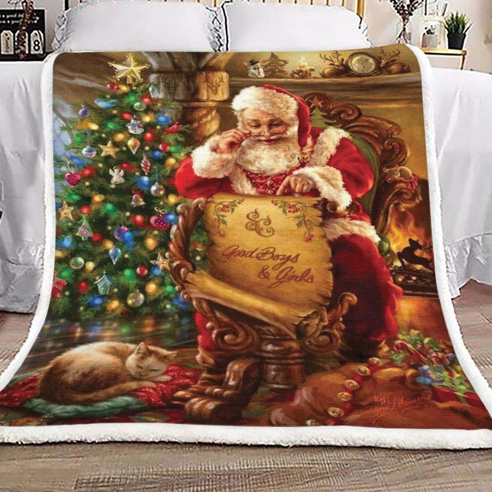 litzzy Cat Christmas GS-CL-KC1307 Sherpa Fleece Blanket Sherpa Fleece Blanket   
