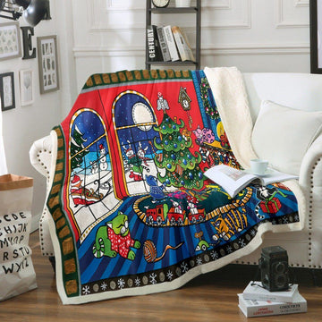 litzzy Cat Christmas GS-CL-KC1707 Sherpa Fleece Blanket Sherpa Fleece Blanket   