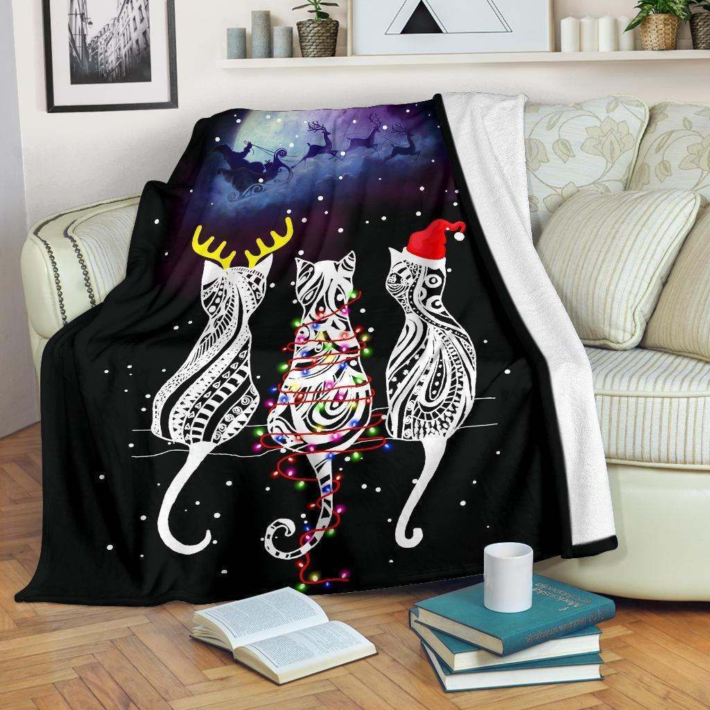 litzzy Cat Christmas GS-CL-LD0707 Sherpa Fleece Blanket Sherpa Fleece Blanket   
