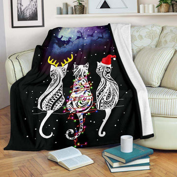 litzzy Cat Christmas GS-CL-LD0707 Sherpa Fleece Blanket Sherpa Fleece Blanket   