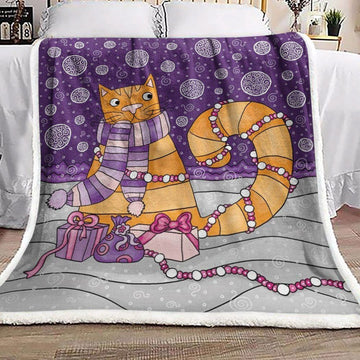 litzzy Cat Christmas GS-CL-LD2706 Sherpa Fleece Blanket Sherpa Fleece Blanket   