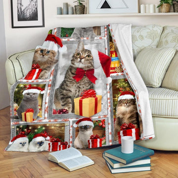 litzzy Cat Christmas GS-CL-ML2004 Sherpa Fleece Blanket Sherpa Fleece Blanket   