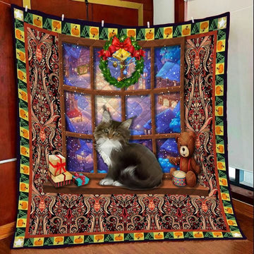 litzzy Cat Christmas HHC121109TH Fleece Blanket Quilt Blanket   