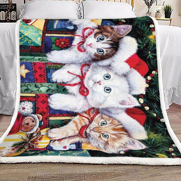 litzzy Cat Christmas HM0210020TT Sherpa Fleece Sherpa Fleece Blanket   