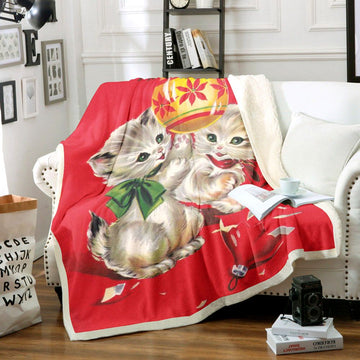 litzzy Cat Christmas HM0611021TT Sherpa Fleece Sherpa Fleece Blanket   