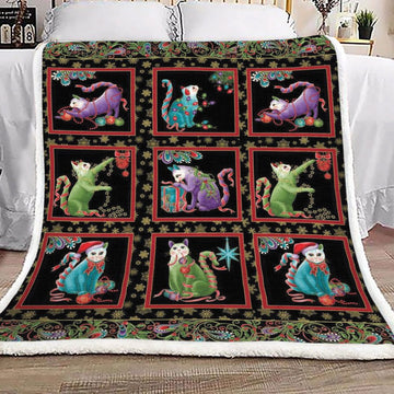 litzzy Cat Christmas HM2409017TT Sherpa Fleece Sherpa Fleece Blanket   