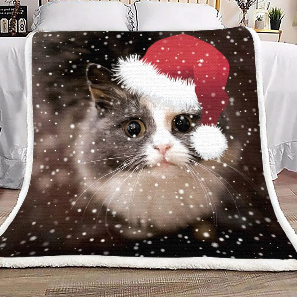 litzzy Cat Christmas ML0711203F Sherpa Fleece Blanket Sherpa Fleece Blanket   