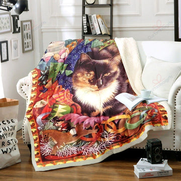 litzzy Cat Christmas NC1011557CL Sherpa Fleece Blanket Sherpa Fleece Blanket   