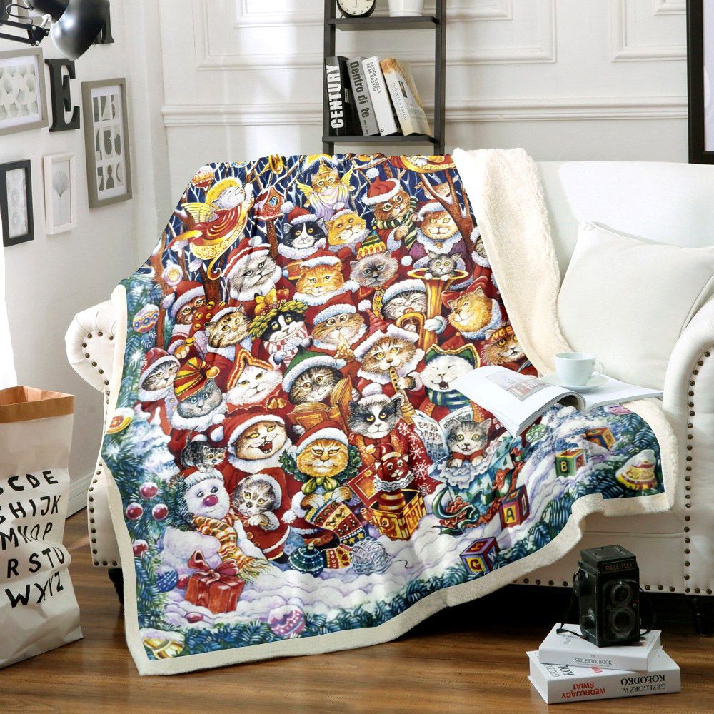 litzzy Cat Christmas NN2910005TT Sherpa Fleece Sherpa Fleece Blanket   