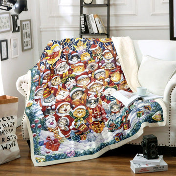 litzzy Cat Christmas NN2910005TT Sherpa Fleece Sherpa Fleece Blanket   
