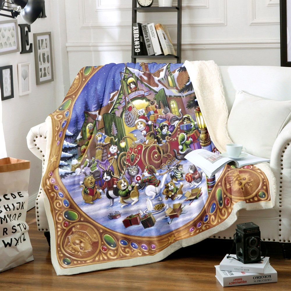 litzzy Cat Christmas NN2910006TT Sherpa Fleece Sherpa Fleece Blanket   
