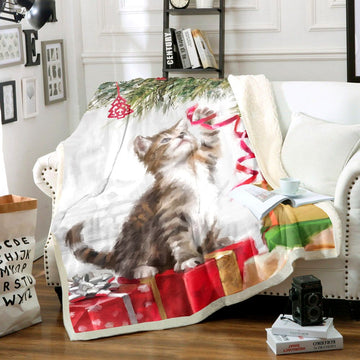 litzzy Cat Christmas NN2910007TT Sherpa Fleece Sherpa Fleece Blanket   
