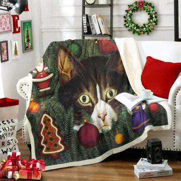 litzzy Cat Christmas TT1311024TT Sherpa Fleece Blanket Sherpa Fleece Blanket   