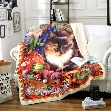 litzzy Cat Christmas TT1311026TT Sherpa Fleece Blanket Sherpa Fleece Blanket   