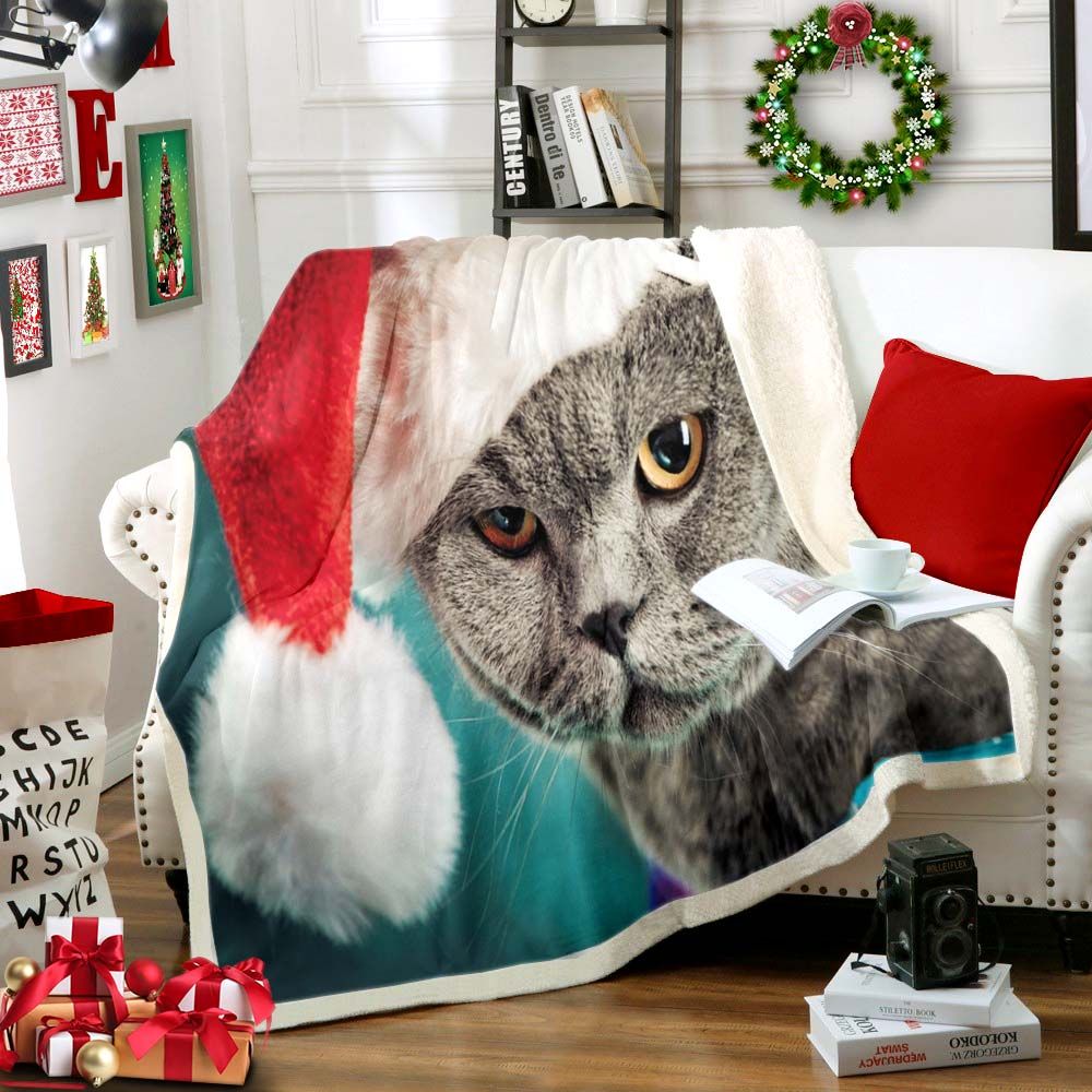 litzzy Cat Christmas TT1311029TT Sherpa Fleece Blanket Sherpa Fleece Blanket   