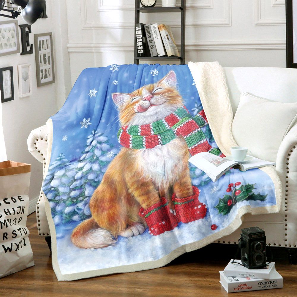 litzzy Cat Christmas TT1311030TT Sherpa Fleece Blanket Sherpa Fleece Blanket   