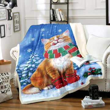 litzzy Cat Christmas TT2711022TT Sherpa Fleece Blanket Sherpa Fleece Blanket   
